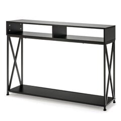 Costway Black konsoles galds ar atvērtu plauktu un tērauda rāmi 120 x 23 x 79 cm cena un informācija | Konsoles galdiņi | 220.lv