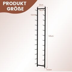 Costway vīna plaukta siena 6 vīna pudelēm metāla pudeļu turētājs 22 x 13,5 x 145 cm melns cena un informācija | Plaukti | 220.lv