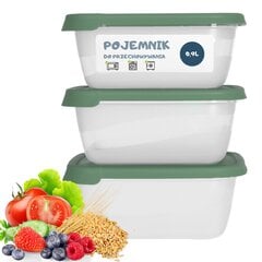 3 pārtikas uzglabāšanas trauku komplekts 900ml tumši zaļš cena un informācija | Trauki pārtikas uzglabāšanai | 220.lv