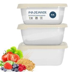 3x 500 ml pārtikas uzglabāšanas trauku komplekts cena un informācija | Trauki pārtikas uzglabāšanai | 220.lv