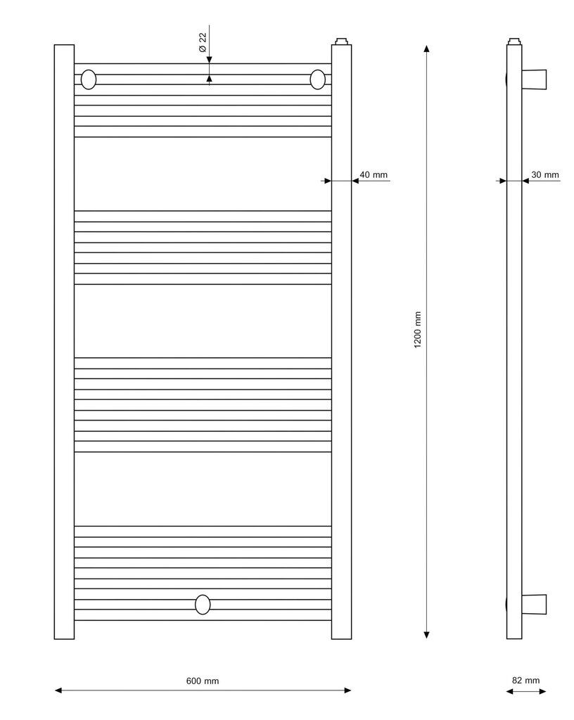 Granitan vannas istabas radiators 60x120cm Puerto cena un informācija | Dvieļu žāvētāji | 220.lv