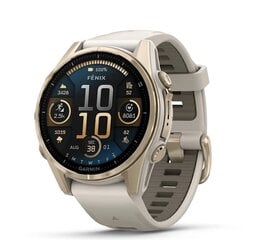 Garmin fēnix® 8 – 43mm AMOLED Sapphire Soft Gold with Fog grey/dark sandstone silicone band cena un informācija | Viedpulksteņi (smartwatch) | 220.lv