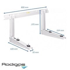 Gaisa kondicionētāja āra bloka sienas kronšteins Rodigas MS230, 420mm x 800mm, 140kg cena un informācija | Gaisa kondicionieri, siltumsūkņi, rekuperatori | 220.lv