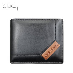 Vīriešu maks Cattlehide Card Bag Short Silver Bag Multi Card Slots Wallet Melns cena un informācija | Vīriešu maki, karšu maki | 220.lv