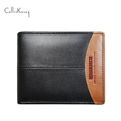 Vīriešu maks Cattlehide Card Bag Short Silver Bag Multi Card Slots Wallet Melns cena un informācija | Vīriešu maki, karšu maki | 220.lv