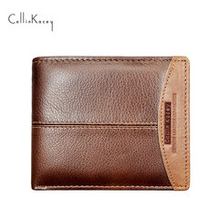 Vīriešu maks Cattlehide Card Bag Short Silver Bag Multi Card Slots Wallet Coffee cena un informācija | Vīriešu maki, karšu maki | 220.lv