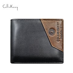 Vīriešu maks Cattlehide Card Bag Short Silver Bag Multi Card Slots Wallet Melns cena un informācija | Vīriešu maki, karšu maki | 220.lv