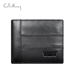 Vīriešu maks Cattlehide Card Bag Short Silver Bag Multi Card Slots Wallet Melns cena un informācija | Vīriešu maki, karšu maki | 220.lv