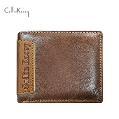 Vīriešu maks Cattlehide Card Bag Short Silver Bag Multi Card Slots Wallet Coffee cena un informācija | Vīriešu maki, karšu maki | 220.lv