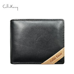 Vīriešu maks Cattlehide Card Bag Short Silver Bag Multi Card Slots Wallet Melns cena un informācija | Vīriešu maki, karšu maki | 220.lv