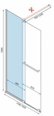 Bīdāmā dušas siena Rea Cortis, 120 cm cena un informācija | Dušas durvis, dušas sienas | 220.lv