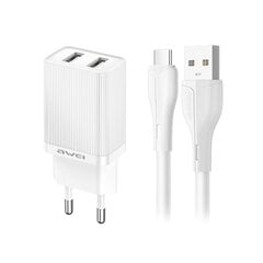 Сетевая зарядка Awei C15-EU 2xUSB-A 10W белая цена и информация | Зарядные устройства для телефонов | 220.lv