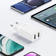 Сетевая зарядка Awei C15L-EU 2xUSB-A 10W + USB to Lightning cable белая цена и информация | Зарядные устройства для телефонов | 220.lv