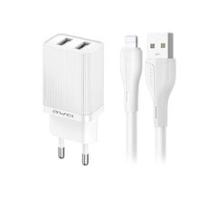 Lādētājs Awei C15L-EU 2xUSB-A 10W + USB to Lightning cable balts cena un informācija | Lādētāji un adapteri | 220.lv