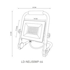 Pārnēsājams LED prožektors NELI, 50 W, 4500 lm, 6400 °K, IP65, melns cena un informācija | Āra apgaismojums | 220.lv