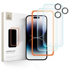 НАБОР ЗАКАЛЕННЫХ СТЕКОЛ TECH-PROTECT TEMPERED GLASS SUPREME SET 3-PACK IPHONE 16 PRO CLEAR цена и информация | Защитные пленки для телефонов | 220.lv