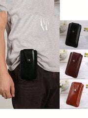 Vintage tālruņa maciņa jostas futrālis vertikāls īstas ādas telefona soma Vīriešu jostas soma Tālruņa vāciņš priekš iPhone Samsung Fanny Pack melna soma jostas soma cena un informācija | Sieviešu somas | 220.lv