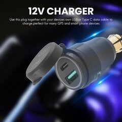 Motocikla ūdensizturīgs ātrā lādētājs ar USB Type-C portu 12V/24V Qc3.0 strāvas adaptera Din spraudņa ligzda melnā krāsā cena un informācija | Akumulatori, lādētāji un piederumi | 220.lv