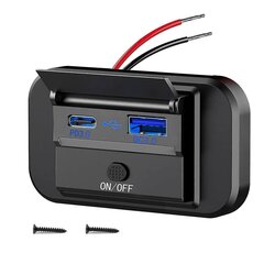 Divkāršās ātrās uzlādes USB QC3.0 un PD3.0 RV USB izeja 12 V USB lādētājs Automašīnas USB ports 12 voltu USB izejas kontaktligzdas piederumi cena un informācija | Akumulatori, lādētāji un piederumi | 220.lv