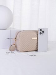 Mini Chevron un metāla detaļu kvadrātveida soma Mini modes stepēta Crossbody soma, moderna PU plecu soma, sieviešu ikdienas rokassoma un tālruņa somiņa cena un informācija | Sieviešu somas | 220.lv