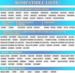 2 paka nomaiņas rokas Chamberlain Liftmaster Motorlift garāžas durvju raidītājs 94335e 84335e Ml700 Ml500 Ml850 Merlin + C945 C840 Se Y2 cena un informācija | Kontrolieri | 220.lv