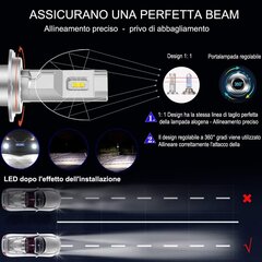 H7 LED spuldze 6500K automašīnu priekšējiem lukturiem tālās gaismas tuvās gaismas, regulējams spuldzes turētājs, nomaiņa halogēna lampa un ksenona priekšējie lukturi (2gab.) cena un informācija | LED lentes | 220.lv