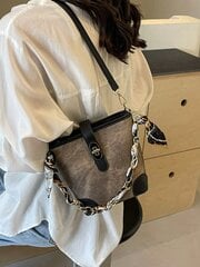 gab Pu Bucket Bag ar personalizētu zīda šalles un eļļas apgleznošanas dizainu, modernu ķēdes siksniņu Crossbody soma, klasiska un eleganta padušu soma sievietēm katru dienu цена и информация | Женские сумки | 220.lv