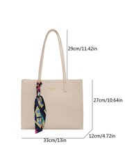 Bow Decor 1gb vienkrāsains Pu Tote Bag ar alfabēta apdrukas šalles dekoru, moderns un vienkāršs dizains, liela ietilpība, piemērots ikdienas lietošanai, atvaļinājumam цена и информация | Женские сумки | 220.lv