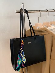 Bow Decor 1gb vienkrāsains Pu Tote Bag ar alfabēta apdrukas šalles dekoru, moderns un vienkāršs dizains, liela ietilpība, piemērots ikdienas lietošanai, atvaļinājumam цена и информация | Женские сумки | 220.lv