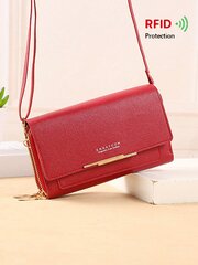 Sieviešu mazs Crossbody Wallet Multi rāvējslēdzēju metāla dekoru plecu soma tālrunim pārnēsājama rokas soma Viegla moderna biznesa kredītkarte ID karte nauda cena un informācija | Sieviešu somas | 220.lv