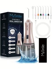 MySmile jaudīgs bezvadu 350 ml ūdens flosser pārnēsājams OLED displeja zobu mutes dobuma irigators ar 5 spiediena režīmiem, 8 maināmi strūklas uzgaļi un uzglabāšanas soma цена и информация | Средства для интимной гигиены | 220.lv