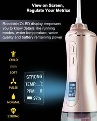 MySmile jaudīgs bezvadu 350 ml ūdens flosser pārnēsājams OLED displeja zobu mutes dobuma irigators ar 5 spiediena režīmiem, 8 maināmi strūklas uzgaļi un uzglabāšanas soma цена и информация | Средства для интимной гигиены | 220.lv