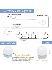 Spoguļa gaismekļi, Holivudas stila tualetes gaismas ar 6/8/10/12/14 gab., regulējamām spuldzēm, regulējamu krāsu un spilgtumu, USB kabeli (bez spoguļa) цена и информация | Средства для интимной гигиены | 220.lv