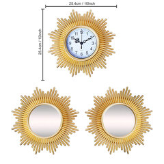 Sienas pulkstenis Karlsberg 3 gab. komplekts, 1 pulkstenis+2 spoguļi zelts 25.4x 25.4cm, 25.4x 25.4cm, 25.4x 25.4cm cena un informācija | Pulksteņi | 220.lv