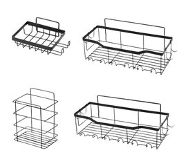 Полки для душа с крючками RAIN QUEEN, 4 шт. цена и информация | Аксессуары для ванной комнаты | 220.lv