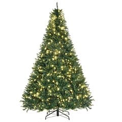 HOMCOM mākslīgā Ziemassvētku eglīte, 210 cm eglīte ar 2154 galiem, 700 LED lampiņām, neslīdošs metāla statīvs, iekštelpām, Ziemassvētku rotāšanai, zaļš cena un informācija | Mākslīgās egles, vainagi, statīvi | 220.lv