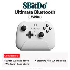 8BitDo — Ultimate Wireless Bluetooth Controller Gamepad ar uzlādes doku Nintendo Switch, PC, Windows 10, 11, Steam Deck цена и информация | Контроллеры | 220.lv