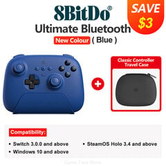 8BitDo — Ultimate Wireless Bluetooth Controller Gamepad ar uzlādes doku Nintendo Switch, PC, Windows 10, 11, Steam Deck цена и информация | Контроллеры | 220.lv