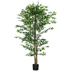 HOMCOM Mākslīgais augs, 180 cm mākslīgais augs ar podiņu, mākslīgās sūnas, mākslīgais ficus koks, telpaugs viesistabai, zaļš cena un informācija | Mākslīgie ziedi | 220.lv