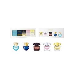 Komplekts Versace Mini Set Fragrances sievietēm: tualetes ūdens Crystal Noir EDT, 5 ml + tualetes ūdens Dylan Turquoise EDT, 5 ml + tualetes ūdens Yellow Diamond EDT, 5 ml + tualetes ūdens Bright Crystal EDT, 5 ml + tualetes ūdens Dylan Blue ED cena un informācija | Sieviešu smaržas | 220.lv