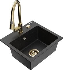 Granīta virtuves izlietne Mexen Milo ar maisītāju un sifonu, Metallic black/Silver/Gold cena un informācija | Virtuves izlietnes | 220.lv