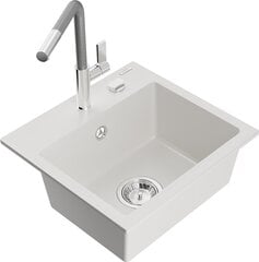 Granīta virtuves izlietne Mexen Milo ar maisītāju un sifonu, White/Grey/Chrome cena un informācija | Virtuves izlietnes | 220.lv