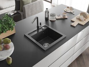 Гранитная кухонная мойка Mexen Vito с смесителем и сифоном, Black granite/Black granite/Chrome цена и информация | Раковины на кухню | 220.lv