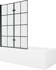 Vanna Mexen Vega ar apdari un stikla sienu, 160x70 cm + 120 cm (II), White+Black režģis cena un informācija | Vannas | 220.lv