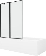 Vanna Mexen Vega ar apdari un stikla sienu, 180x80 cm + 120 cm, White+Black frame cena un informācija | Vannas | 220.lv