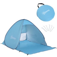 Outsunny beach shell quick set-up beach tent pop up, automatic, polyester, blue, 200x150x119cm цена и информация | Палатки | 220.lv