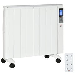 HOMCOM 4 režīmu radiators ar LCD displeju 2000 W elektriskais sildītājs 2 līmeņi 5-35 ℃, tālvadības pults, ruļļi un aizsardzība 15 m² telpai 75 x 7,5 x 58,5 cm cena un informācija | Sildītāji | 220.lv