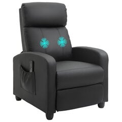 HOMCOM Массажное кресло Relax кресло TV кресло Recliner со спинкой 2-точечный массаж PU foam Black 68 x 88 x 98 см цена и информация | Кресла в гостиную | 220.lv