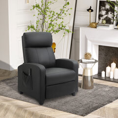 HOMCOM Массажное кресло Relax кресло TV кресло Recliner со спинкой 2-точечный массаж PU foam Black 68 x 88 x 98 см цена и информация | Кресла в гостиную | 220.lv