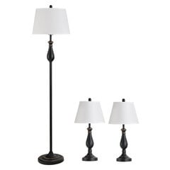 HOMCOM 3 lampu komplekts vintage galda stāvlampa metāla PS poliestera kokvilnas E27 galda lampa ø38x158cm stāvlampa ø30x62cm cena un informācija | Lustras | 220.lv